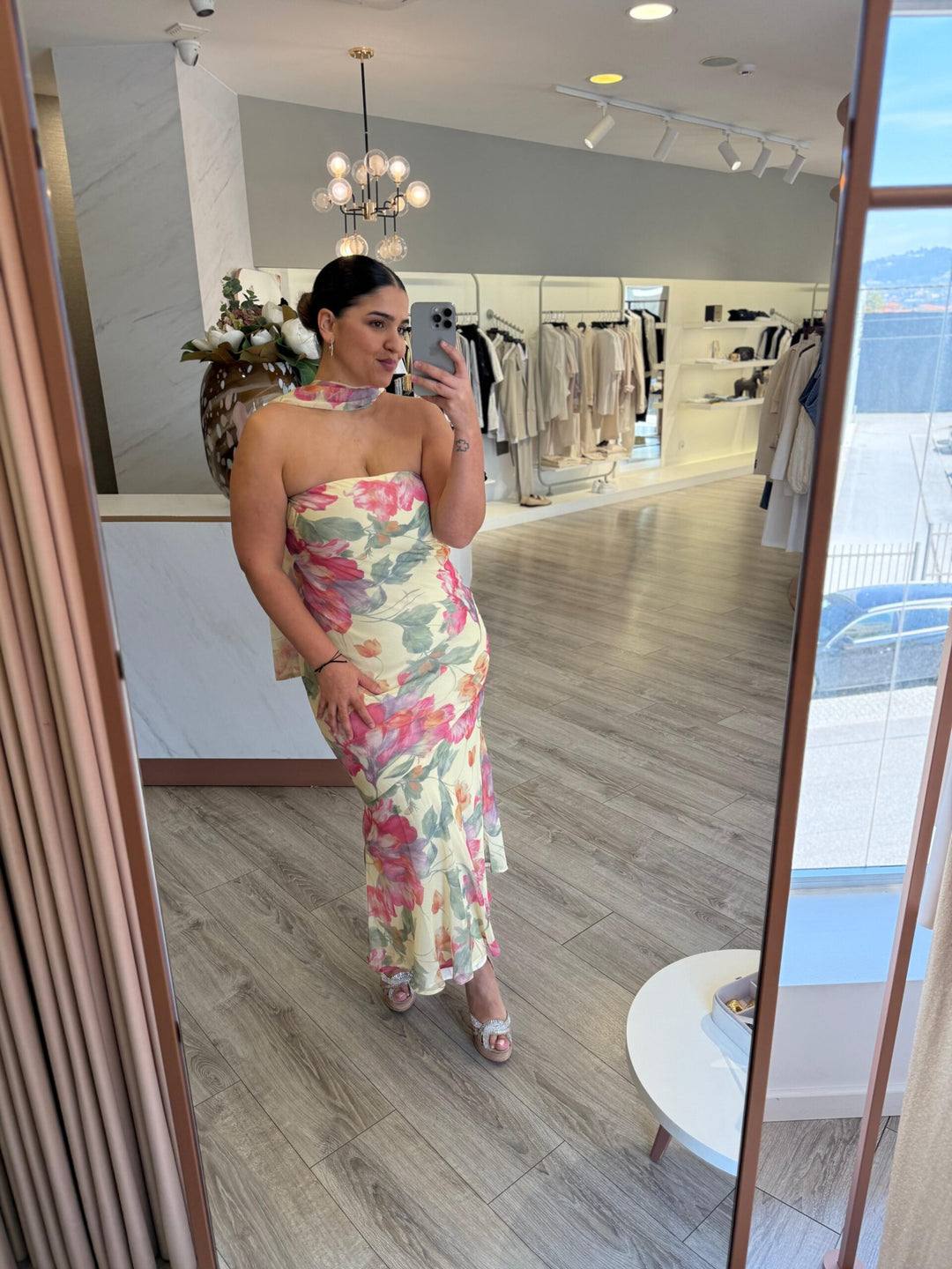 VESTIDO COMPRIDO ESTAMPADO PONTO CHIC