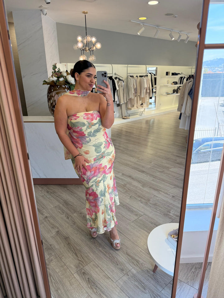 VESTIDO COMPRIDO ESTAMPADO PONTO CHIC