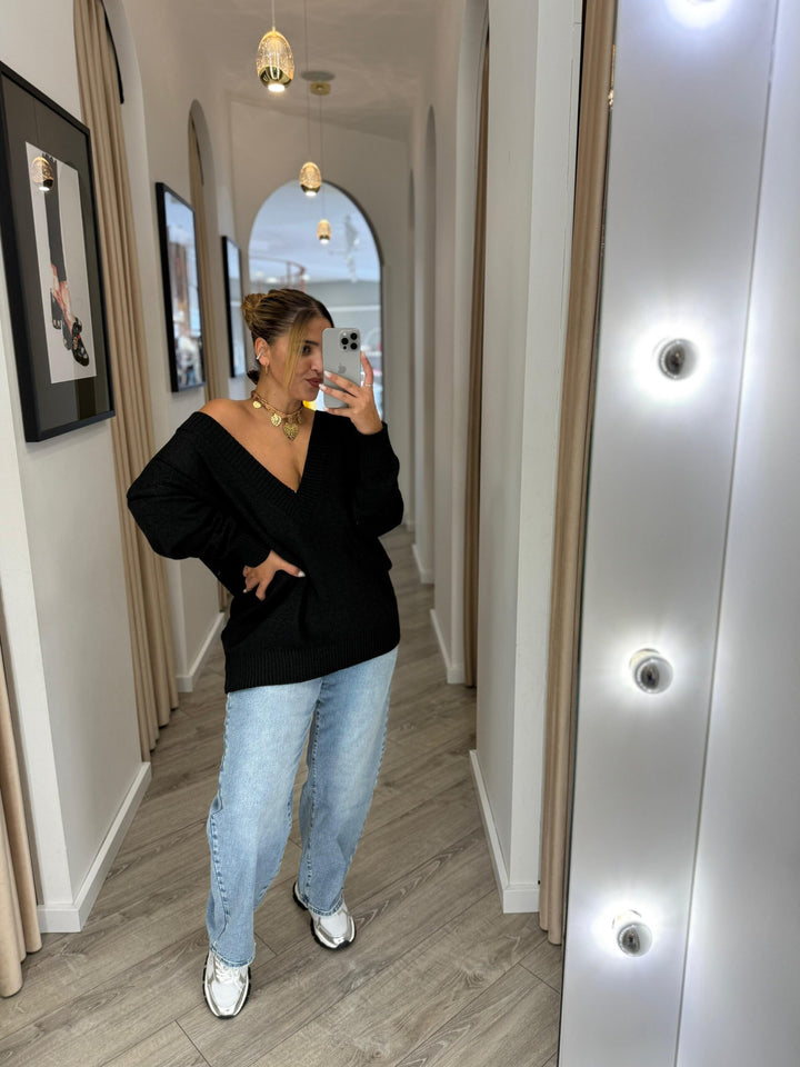 CAMISA OVERSIZE PRETO PONTO CHIC