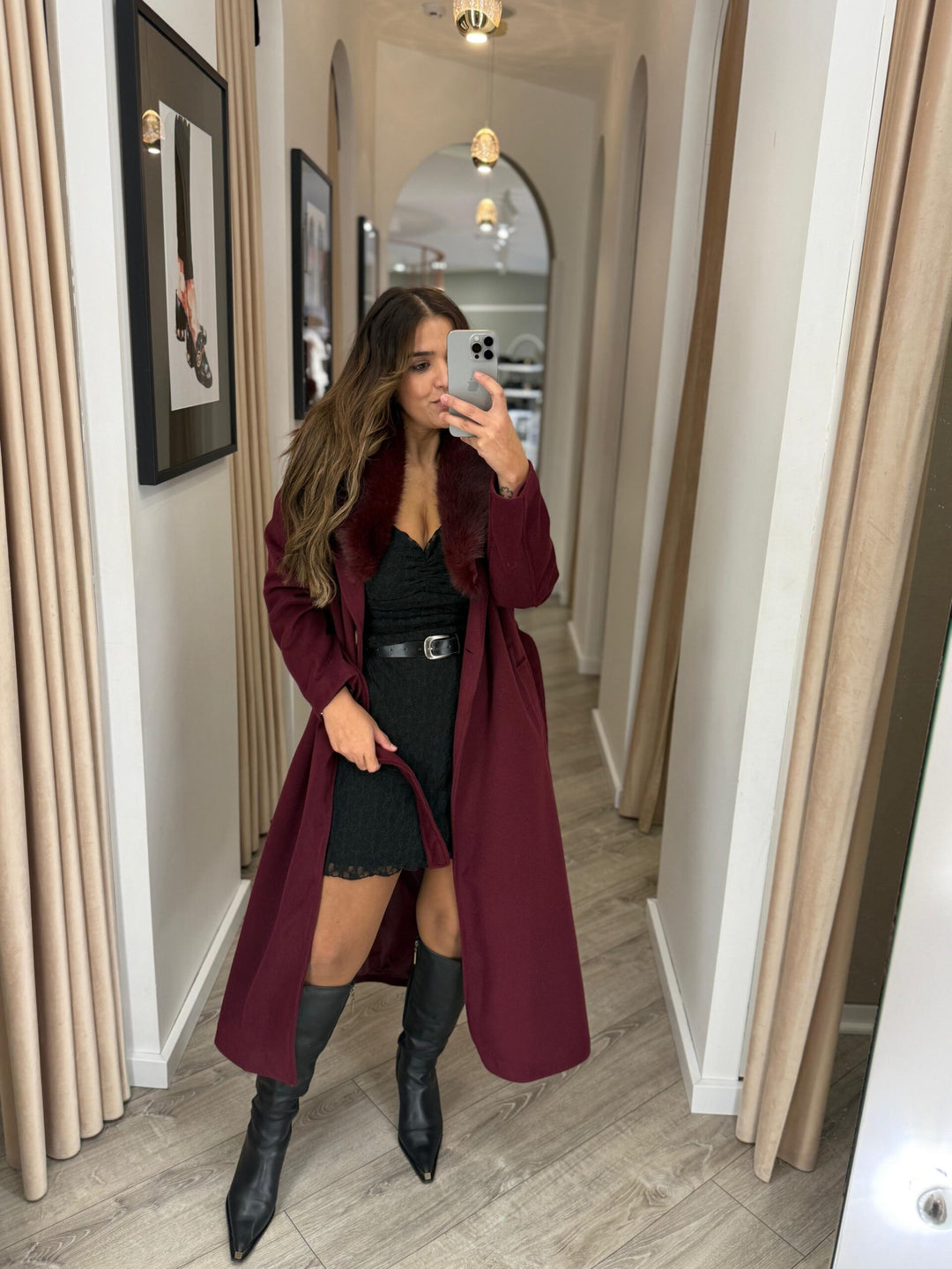 CASACO BORDEAUX COM PELO PONTO CHIC