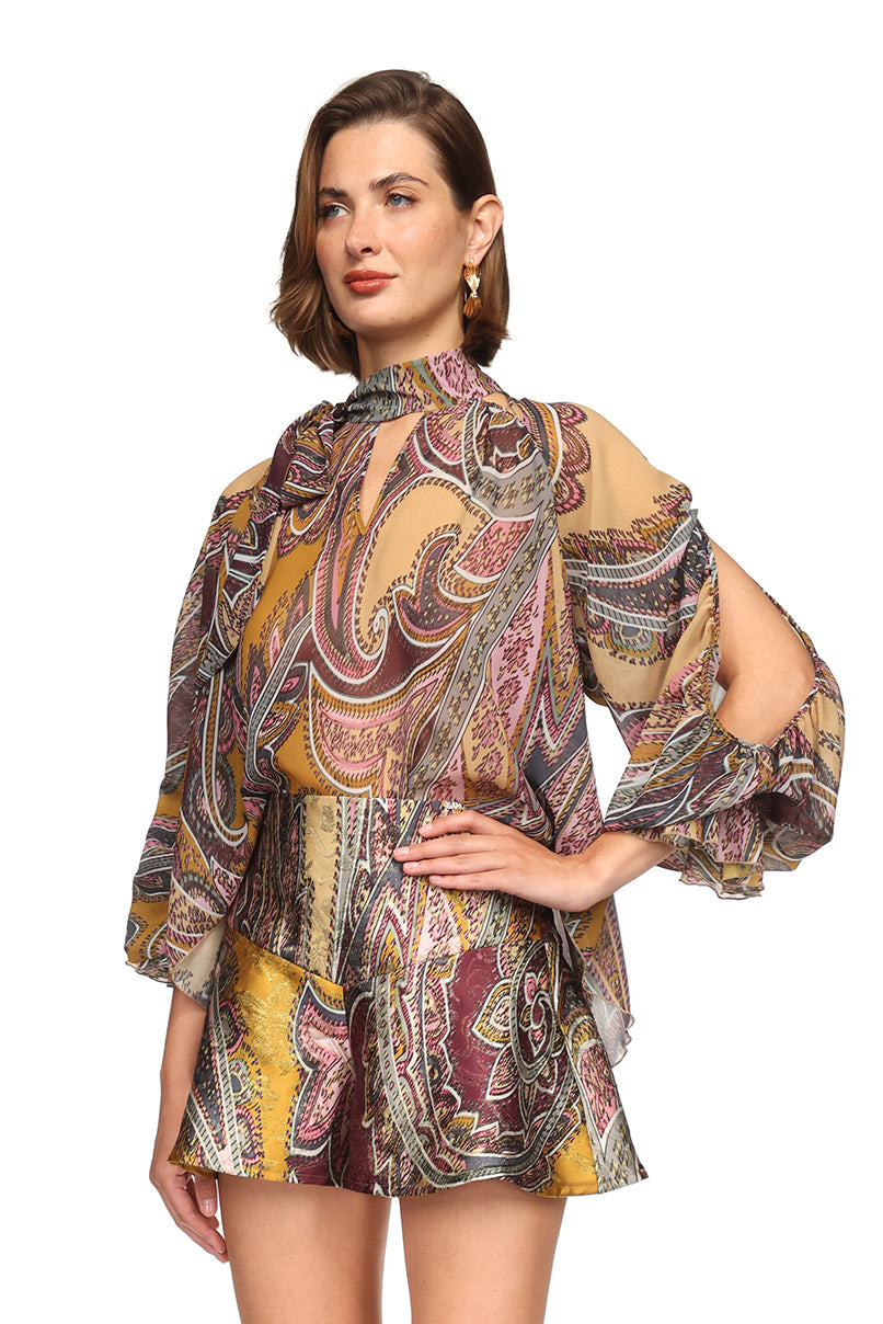 BLUSA FUÍDA ESTAMPADA SAHOCO