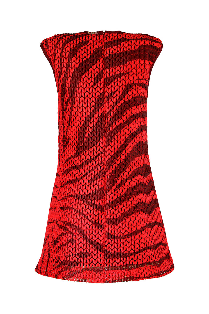 VESTIDO VERMELHO DE MALHA RECORTADA SAHOCO