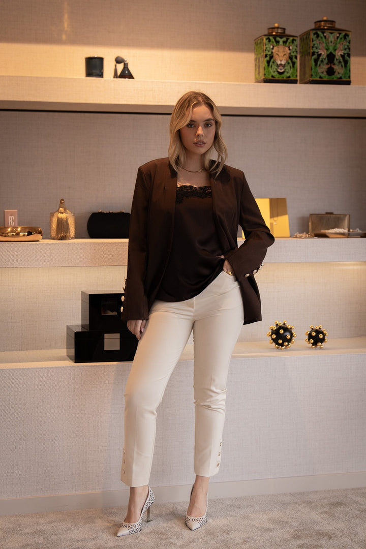 BLAZER CASTANHO COM BOTÕES DOURADOS PONTO CHIC