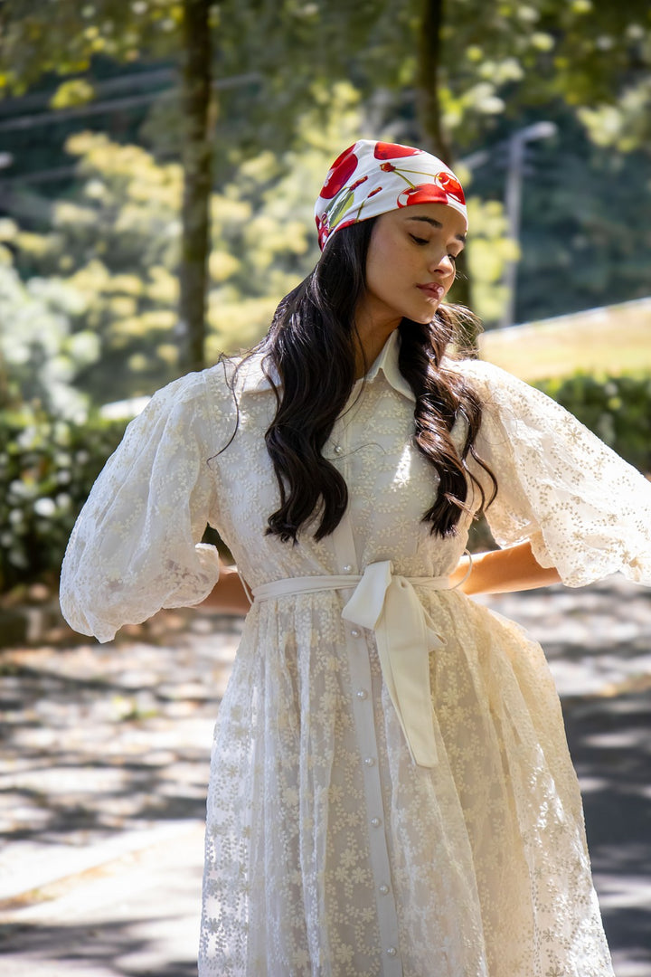 VESTIDO CAMSIEIRO BEGE EM TULE PONTO CHIC
