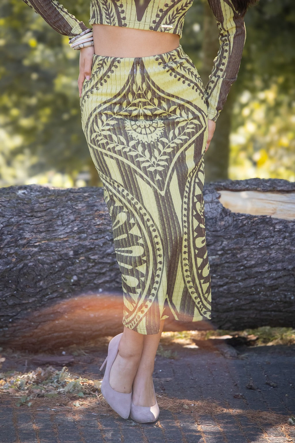 SAIA MIDI ESTAMPA VERDE SAHOCO
