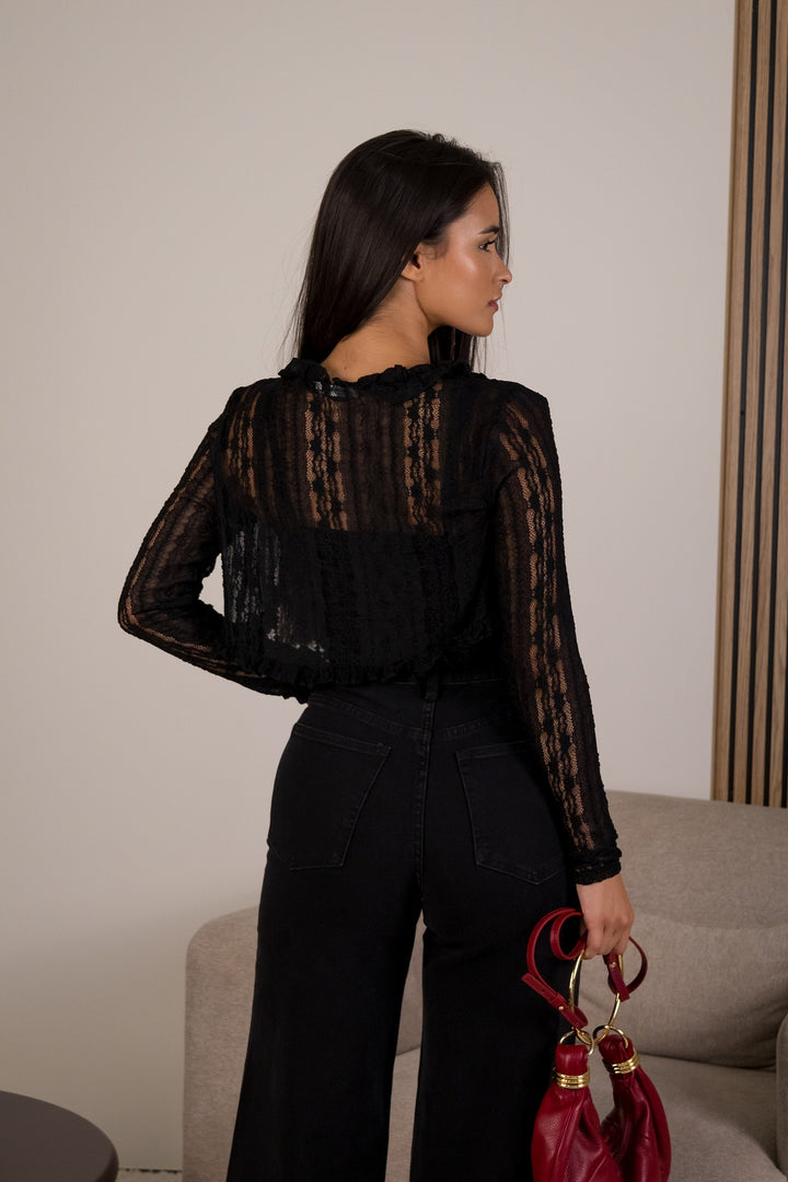 CALÇA WIDE LEG PRETA PONTO CHIC