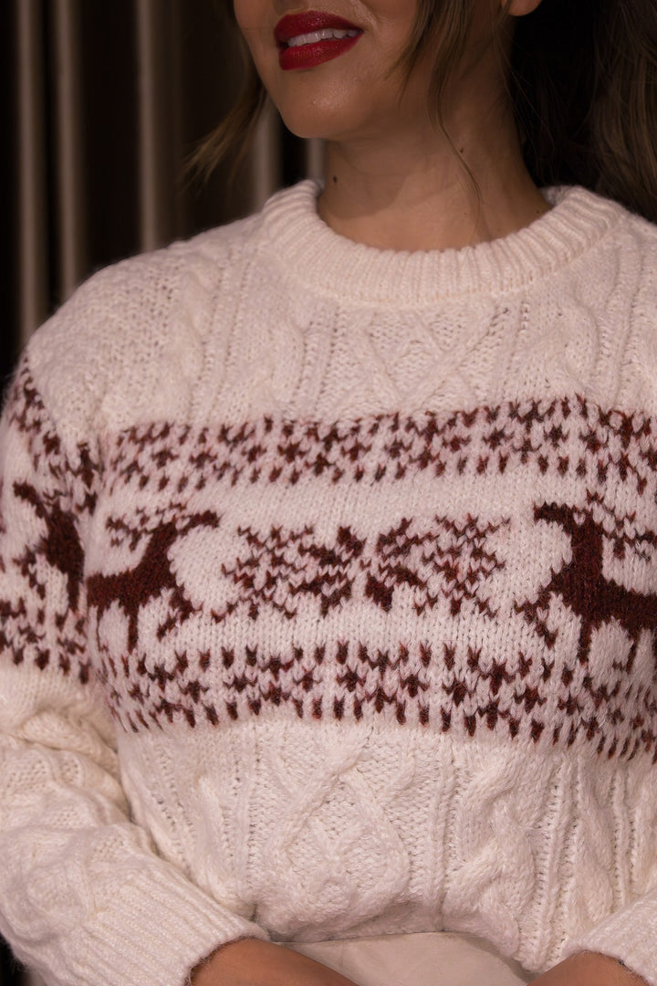 CAMISOLA DE NATAL COM RENAS EM TRICOT PONTO CHIC
