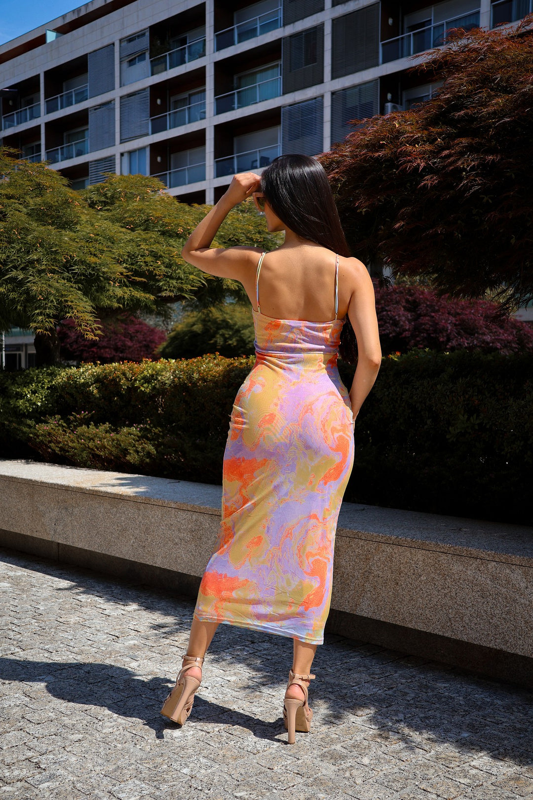 VESTIDO COMPRIDO ESTAMPADO PONTO CHIC