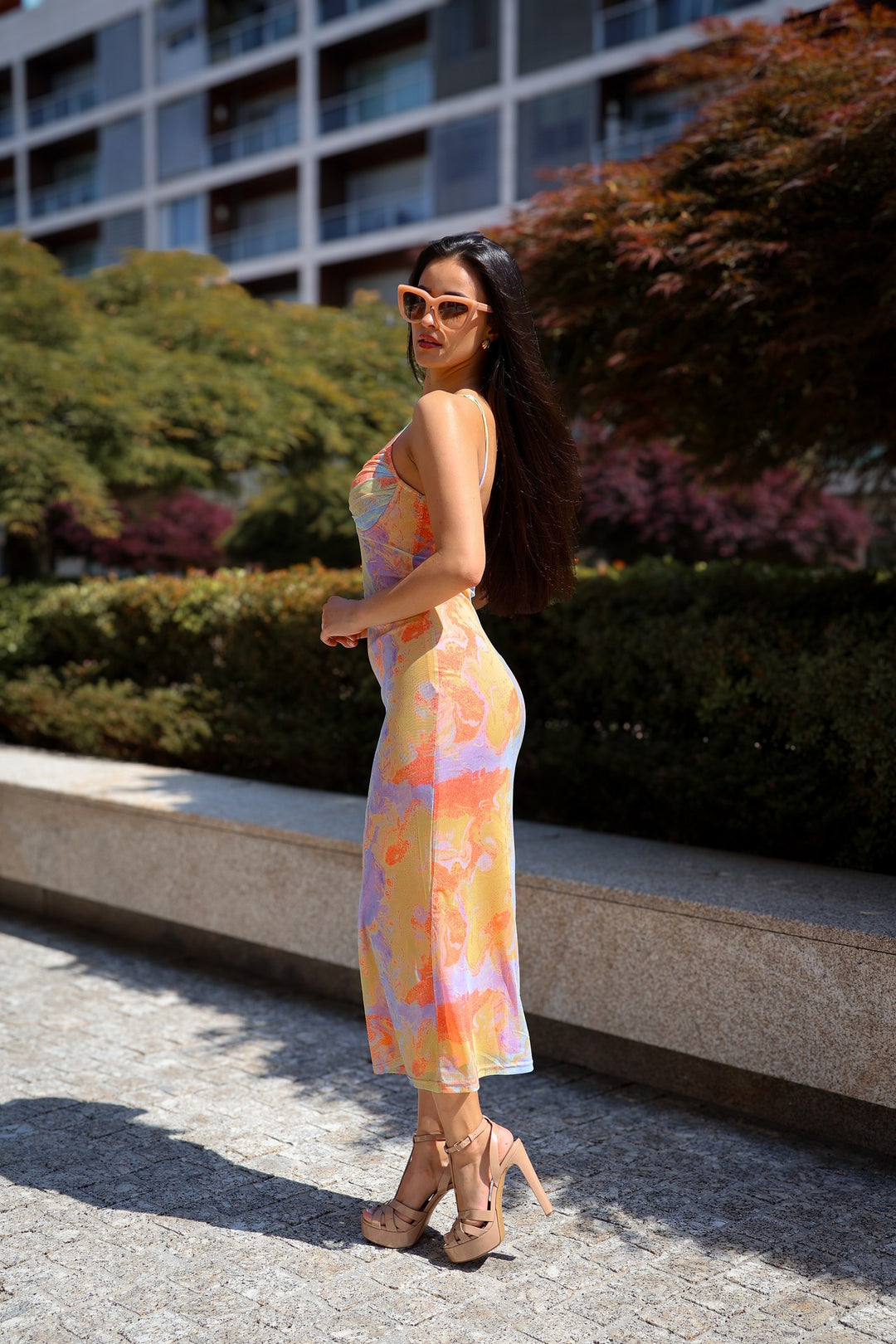 VESTIDO COMPRIDO ESTAMPADO PONTO CHIC