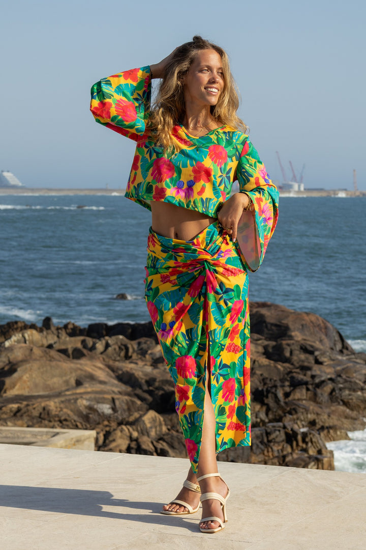 CAMISOLA PADRÃO FLORAL RUGA
