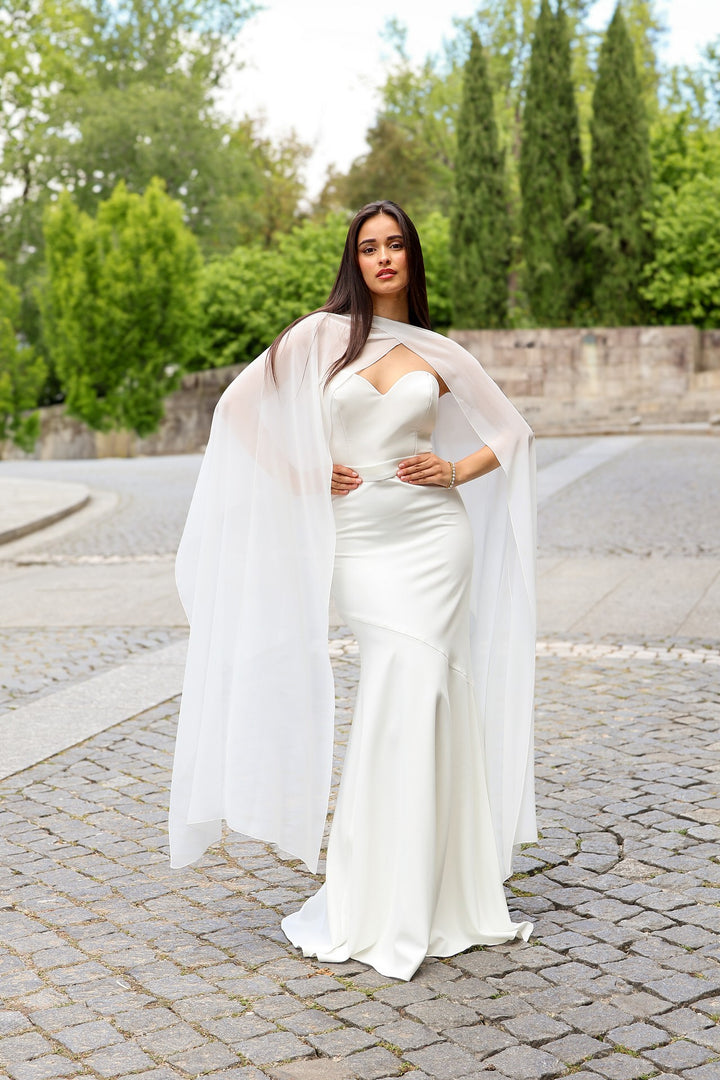 VESTIDO BRANCO COMPRIDO COM LENÇO PONTO CHIC