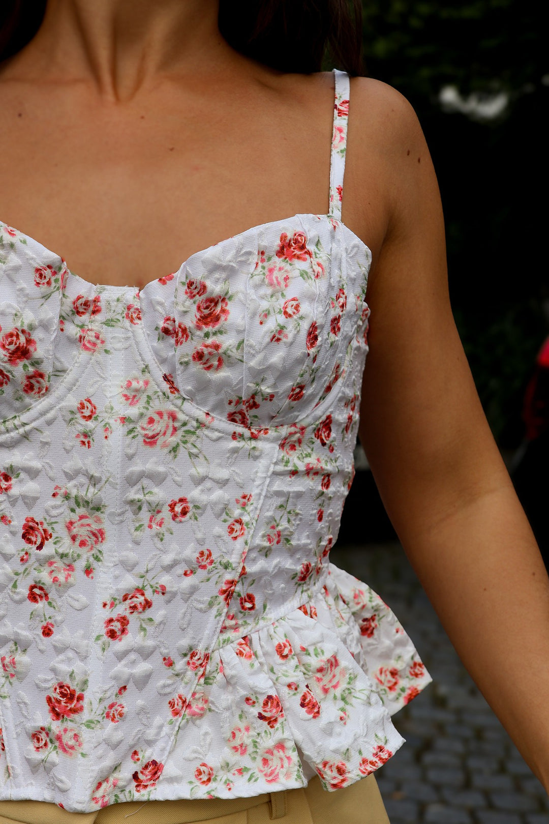 TOP CORSET ESTAMPADO PONTO CHIC