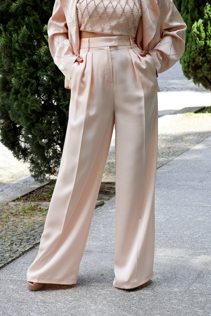 CALÇA ROSA COM PREGAS SIMONA CORSELLINI