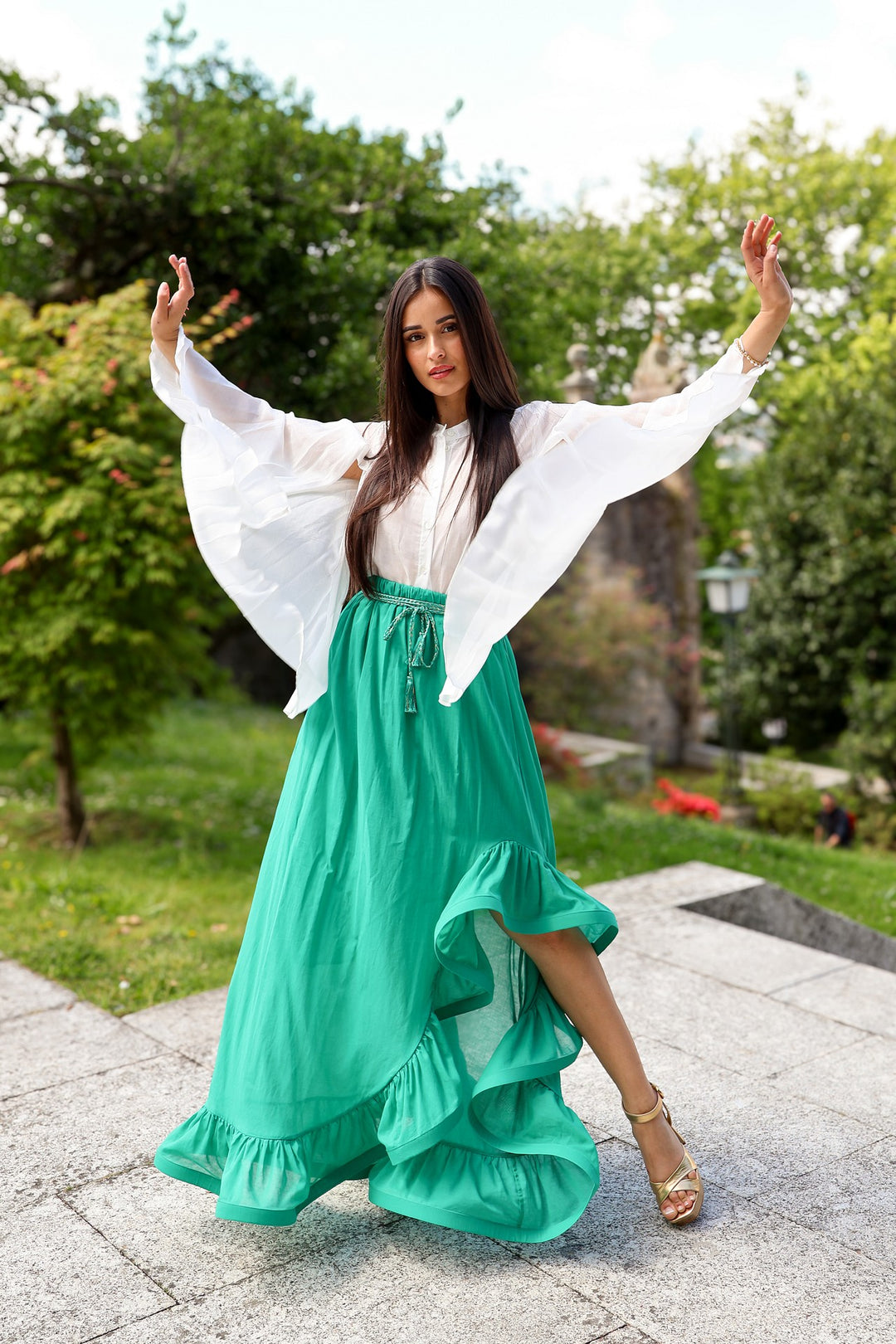 SAIA VERDE PLISSADA SIMONA CORSELLINI