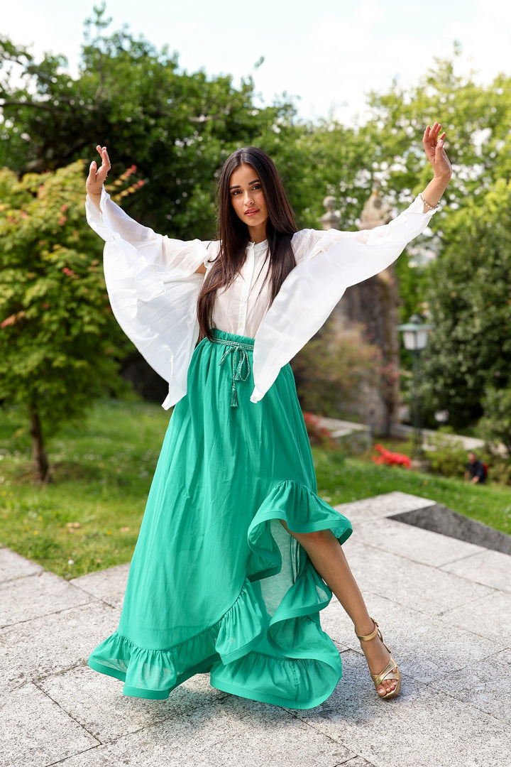 SAIA VERDE PLISSADA SIMONA CORSELLINI
