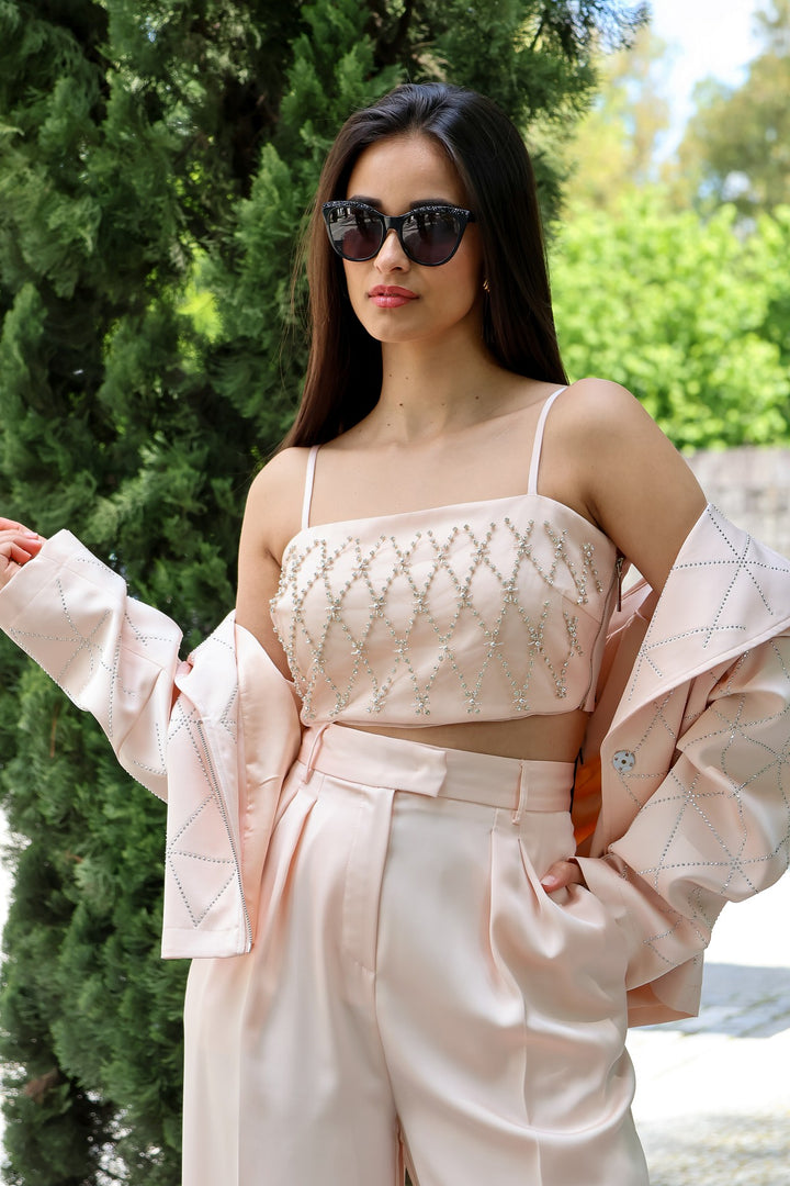 TOP ROSA COM BRILHOS SIMONA CORSELLINI