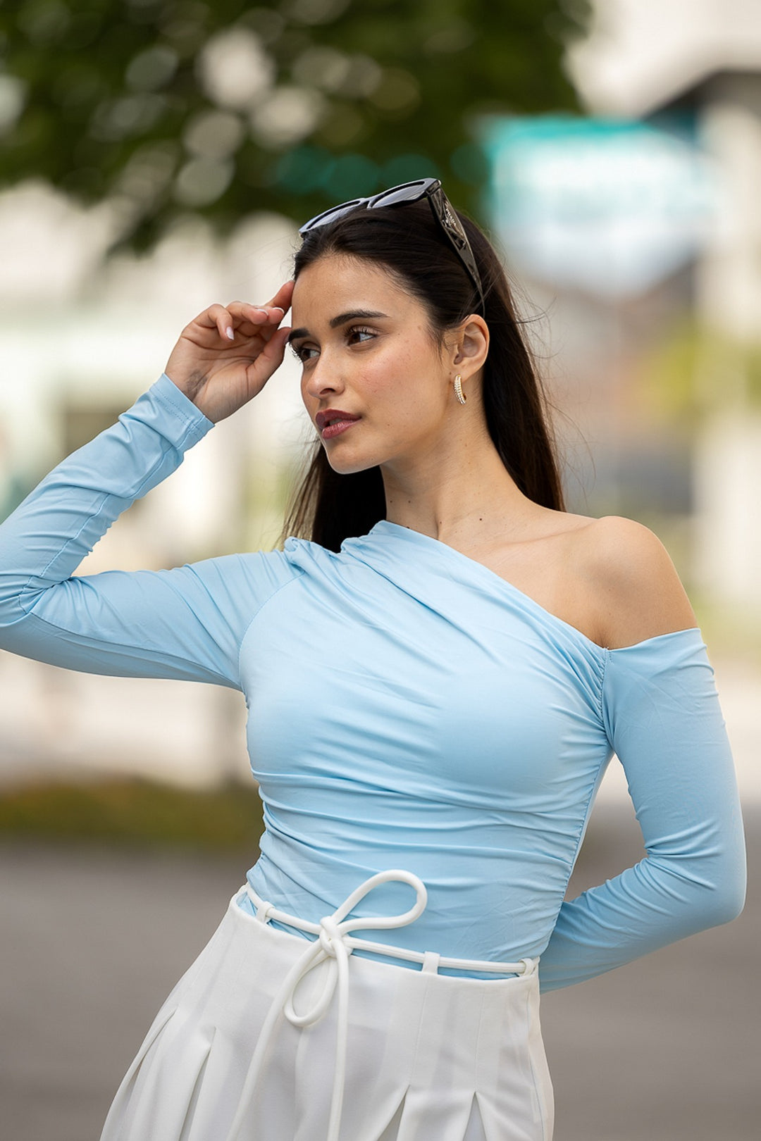 CAMISOLA AZUL FRANZIDA PONTO CHIC