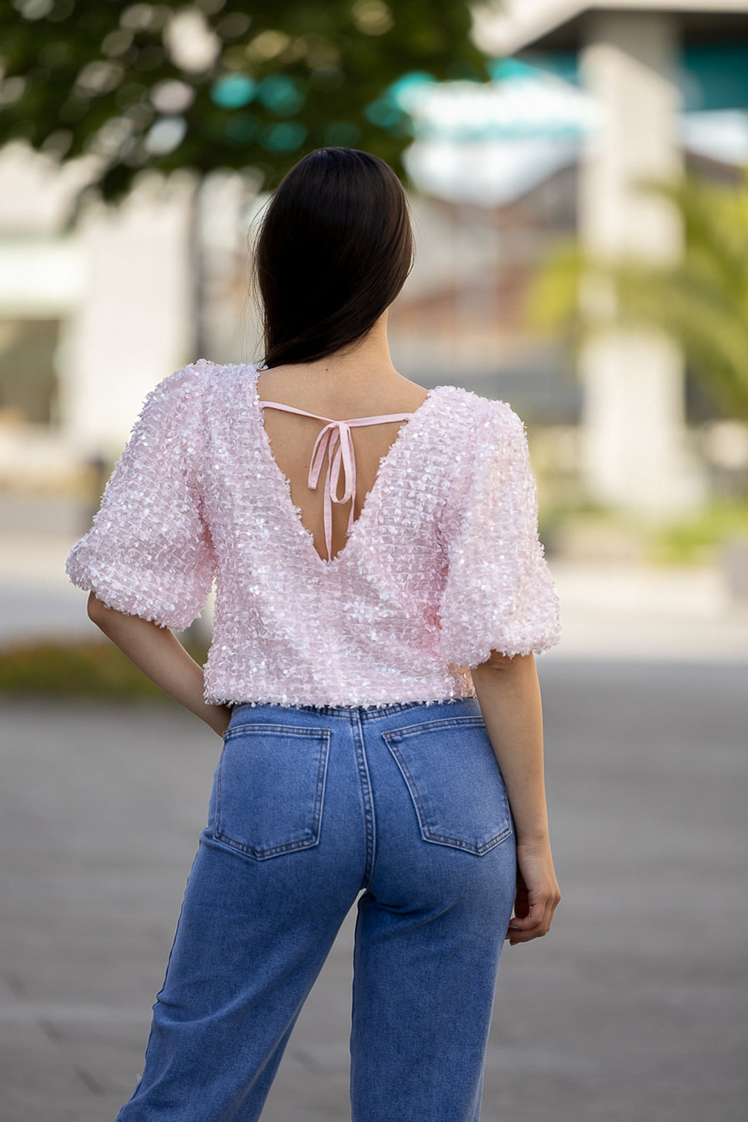 CAMISOLA ROSA LANTEJOULAS PONTO CHIC