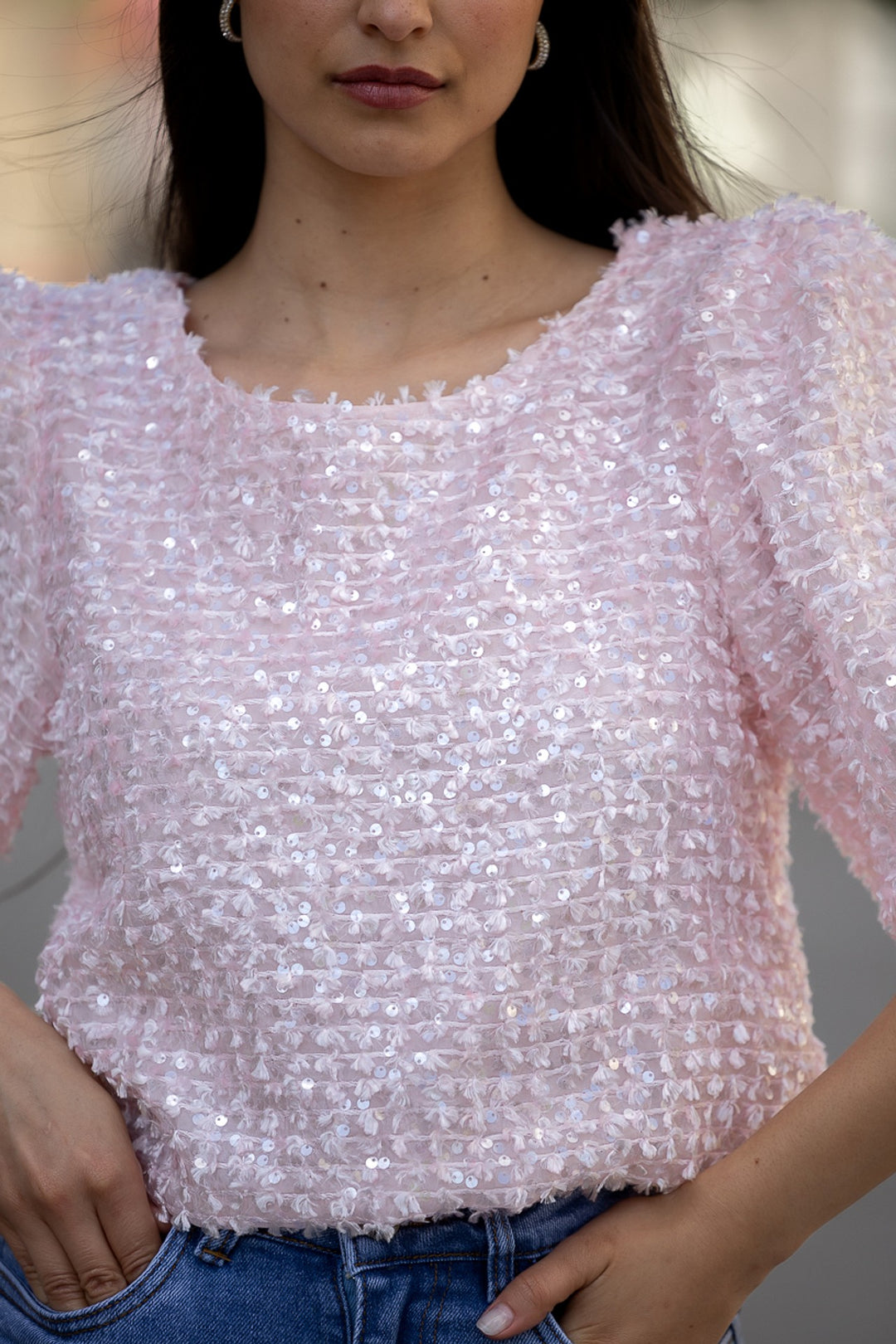 CAMISOLA ROSA LANTEJOULAS PONTO CHIC
