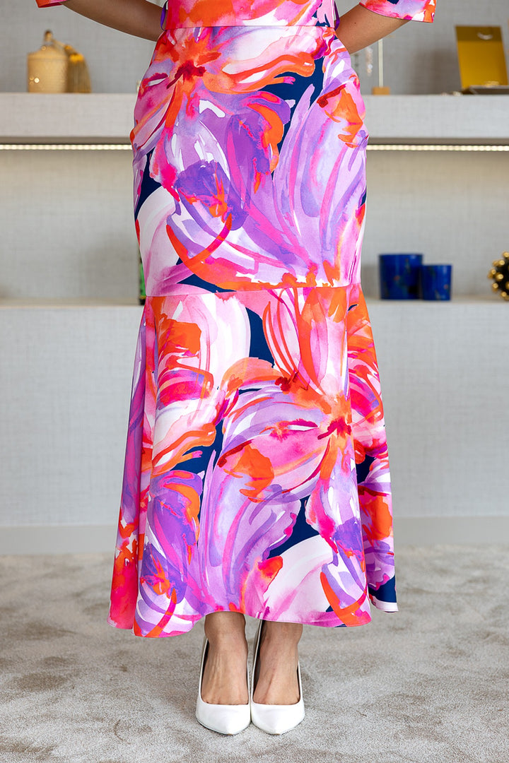 VESTIDO ESTAMPADO COM FOLHO PONTO CHIC