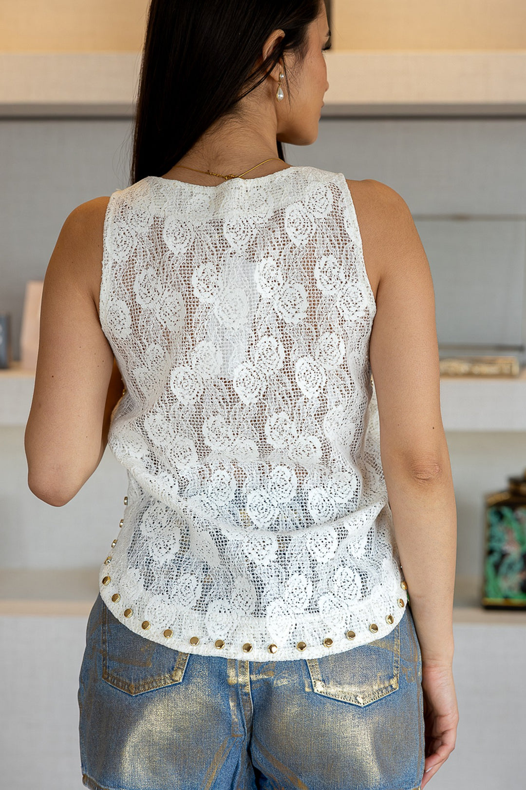 TOP DE RENDA COM TACHAS SAHOCO