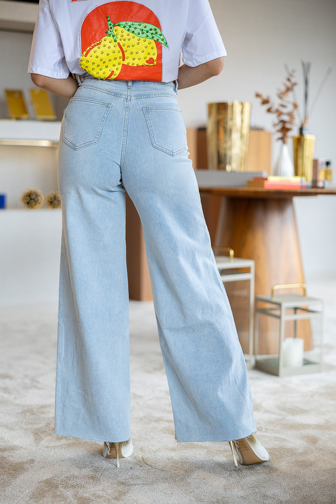CALÇA GANGA CLARA WIDE LEG PONTO CHIC