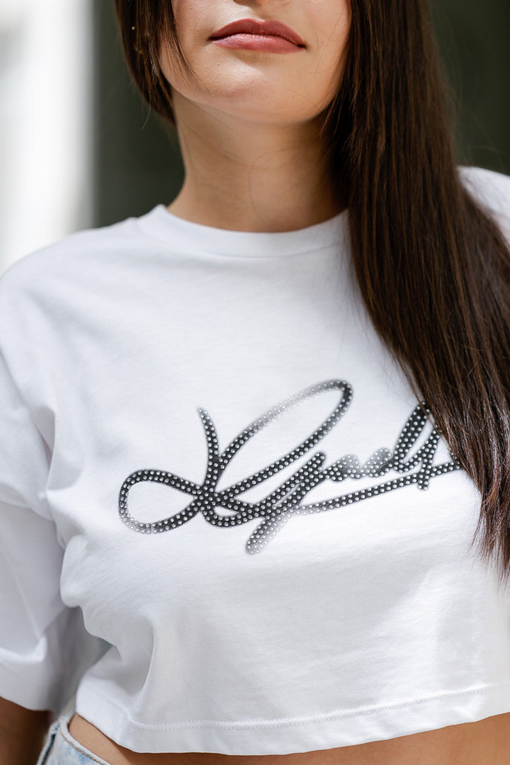 TOP OVERSIZE COM ESTAMPA LOGO EM BRILHO GAELLE PARIS