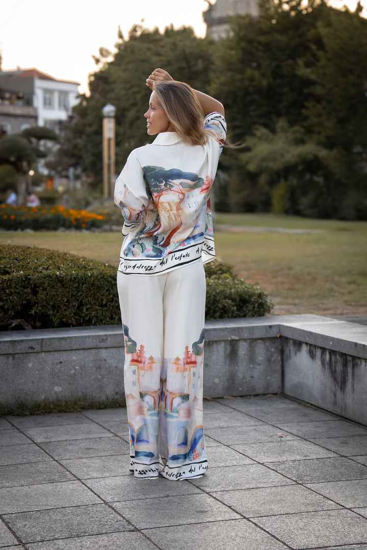 CONJUNTO CAMISA E PANTALONA ESTAMPADO PONTO CHIC