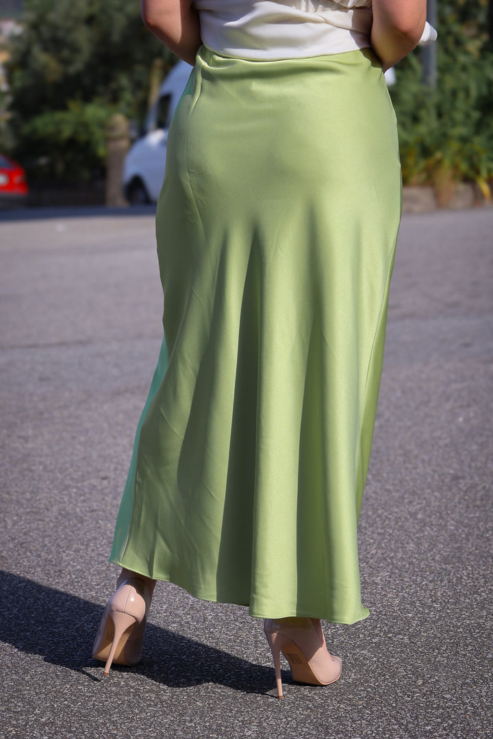 SAIA ACETINADA VERDE PONTO CHIC