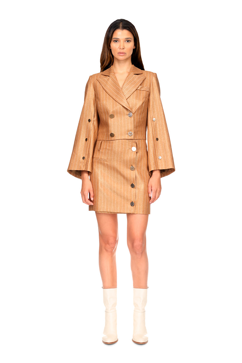 BLAZER CROPPED CAMEL ÁS RISCAS SAHOCO