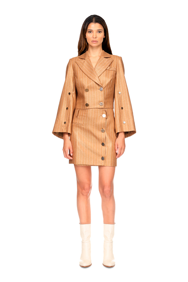 BLAZER CROPPED CAMEL ÁS RISCAS SAHOCO