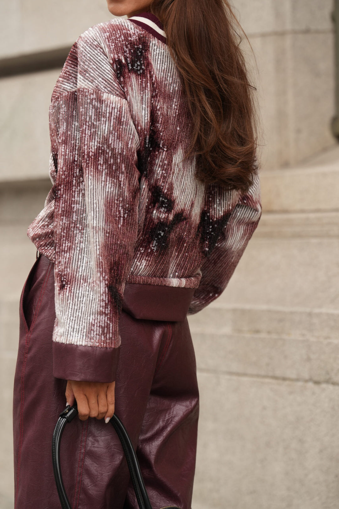 CAMISOLA DE LANTEJOULAS BORDEAUX SAHOCO