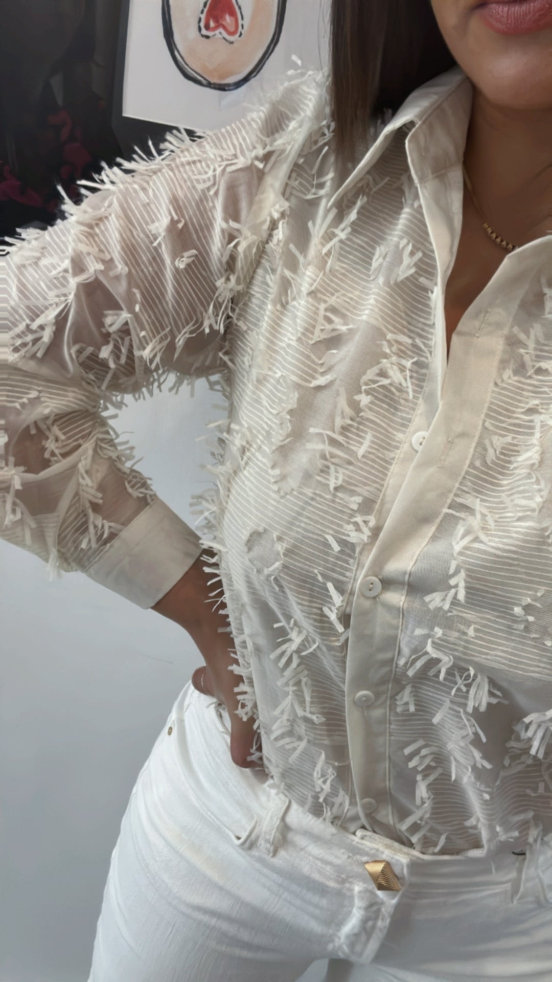 CAMISA BEGE PLUMETIS PONTO CHIC