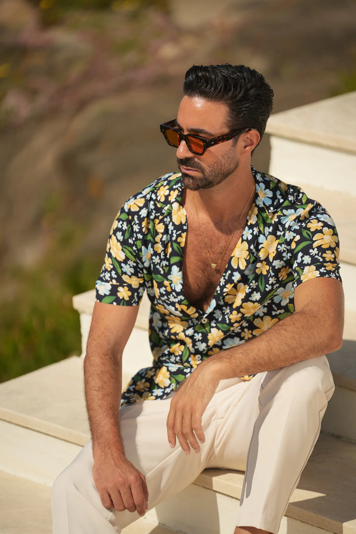 CAMISA FLORAL AZUL MARINHO DONATO