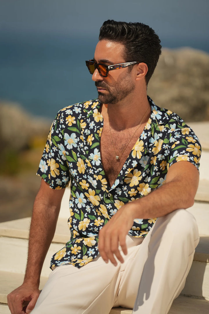 CAMISA FLORAL AZUL MARINHO DONATO