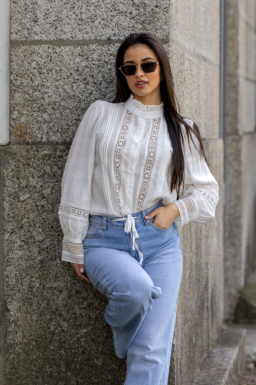 CALÇA WIDE LEG CLARA COM CORDÃO PONTO CHIC