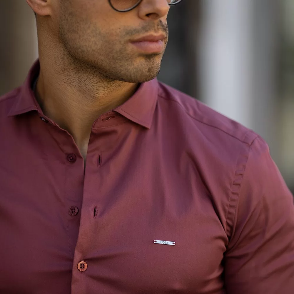 CAMISA GOLA ITALIANA SLIM FIT MARSALA ZOLF
