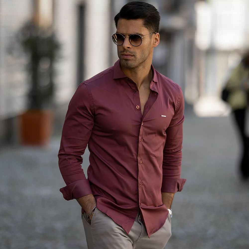 CAMISA GOLA ITALIANA SLIM FIT MARSALA ZOLF