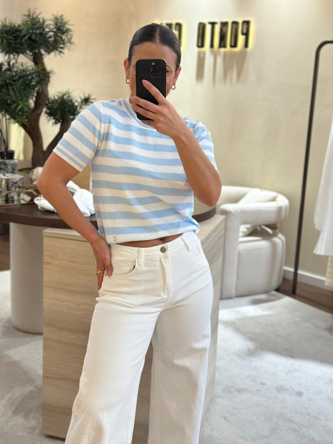 CAMISOLA RISCAS AZUL PONTO CHIC
