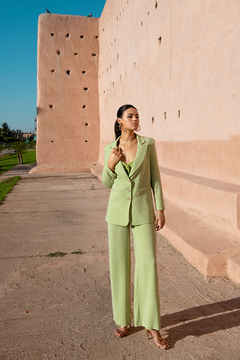 CALÇAS COM ESTRUTURA JACQUARD VERDE SAHOCO