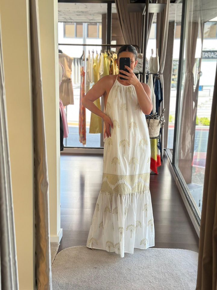 VESTIDO COMPRIDO TECIDO BORDADO SIMONA CORSELLINI