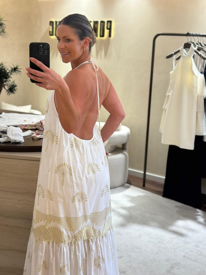 VESTIDO COMPRIDO TECIDO BORDADO SIMONA CORSELLINI