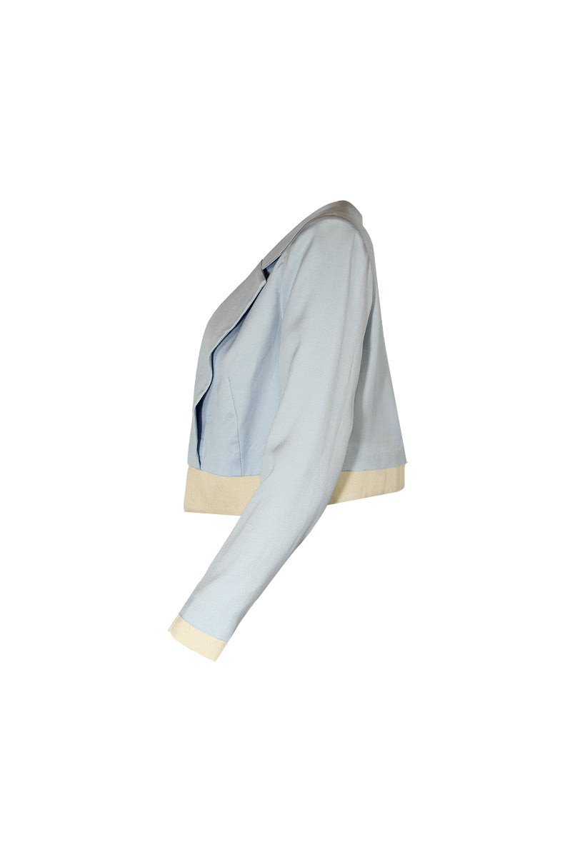 BLAZER CROPPED AZUL PUNHO COMBINADO SAHOCO