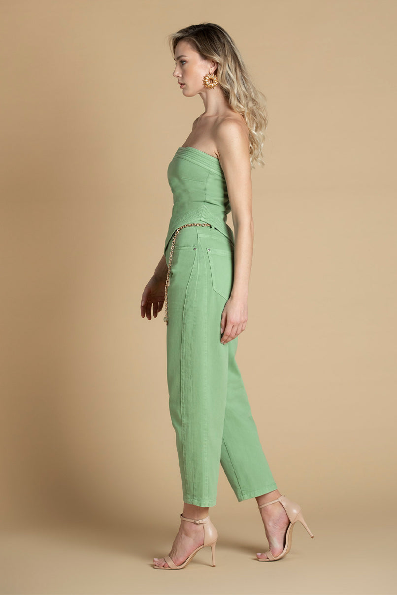 JEANS VERDE CINTURA SUBIDA SAHOCO