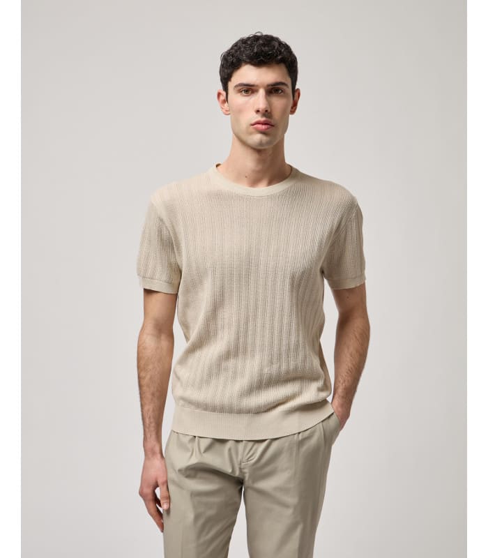 CAMISOLA DE MALHA BEGE TEXTURADA GIANNI LUPO