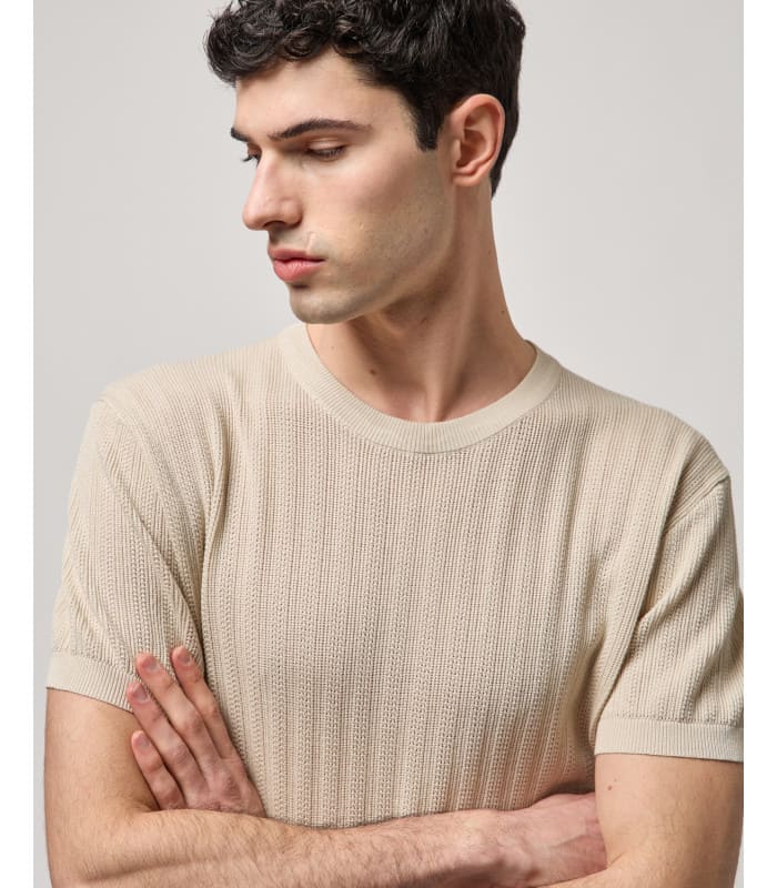 CAMISOLA DE MALHA BEGE TEXTURADA GIANNI LUPO