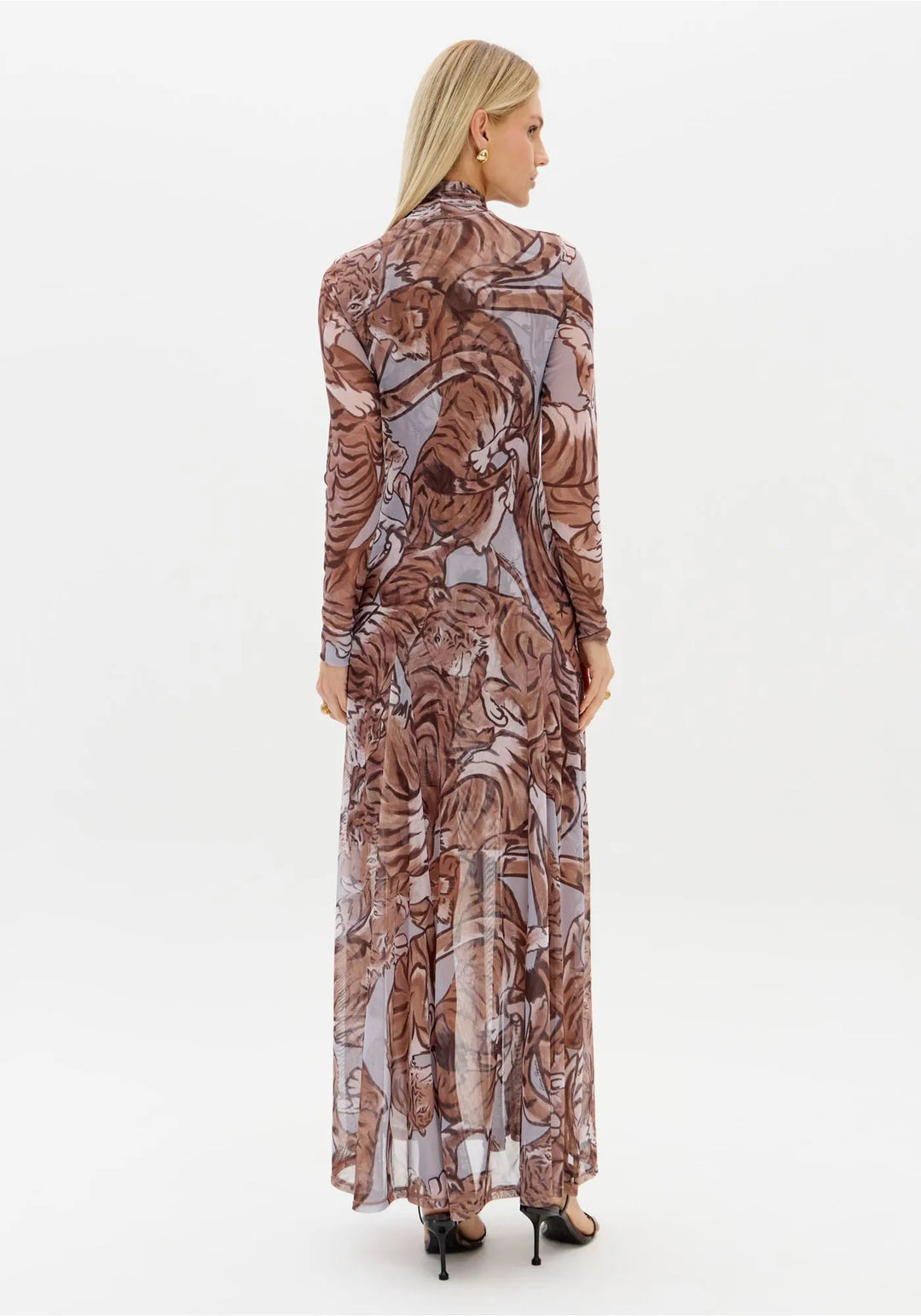 VESTIDO EM TULE ESTAMPADO TIGRE LANÇA PERFUME