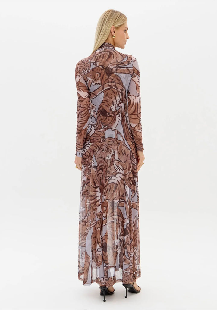 VESTIDO EM TULE ESTAMPADO TIGRE LANÇA PERFUME