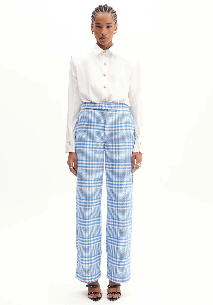 CALÇA WIDE ALFAIATARIA XADREZ AZUL LANÇA PERFUME