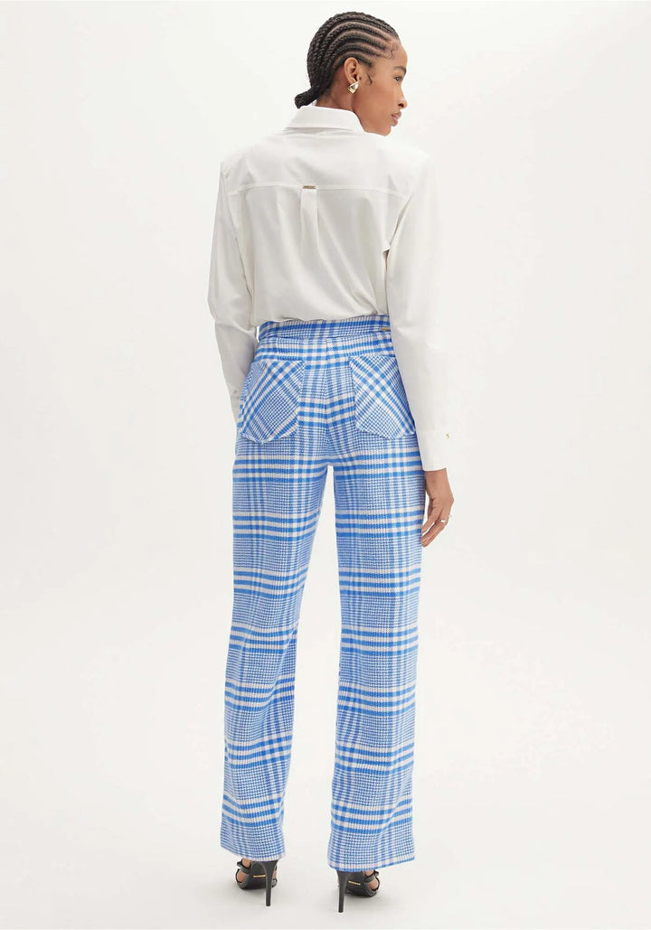 CALÇA WIDE ALFAIATARIA XADREZ AZUL LANÇA PERFUME